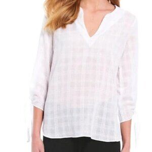 Michael Kors 3/4 Sleeve with Ties Sheer White Top Size XL